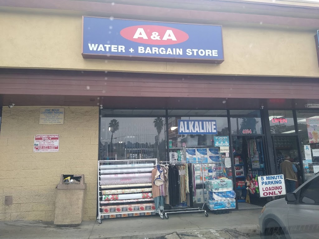 A & A Water + Bargain | 4104 Verdugo Rd, Los Angeles, CA 90065, USA | Phone: (323) 507-2223