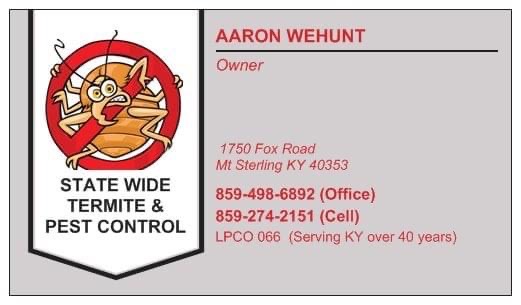 Statewide Termite and Pest Control | 128 Westside Dr, Mt Sterling, KY 40353, USA | Phone: (859) 274-2151