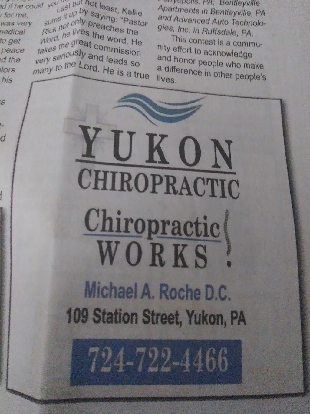 Yukon Chiropractic | 109 Yukon Ave, Yukon, PA 15698, USA | Phone: (724) 722-4466