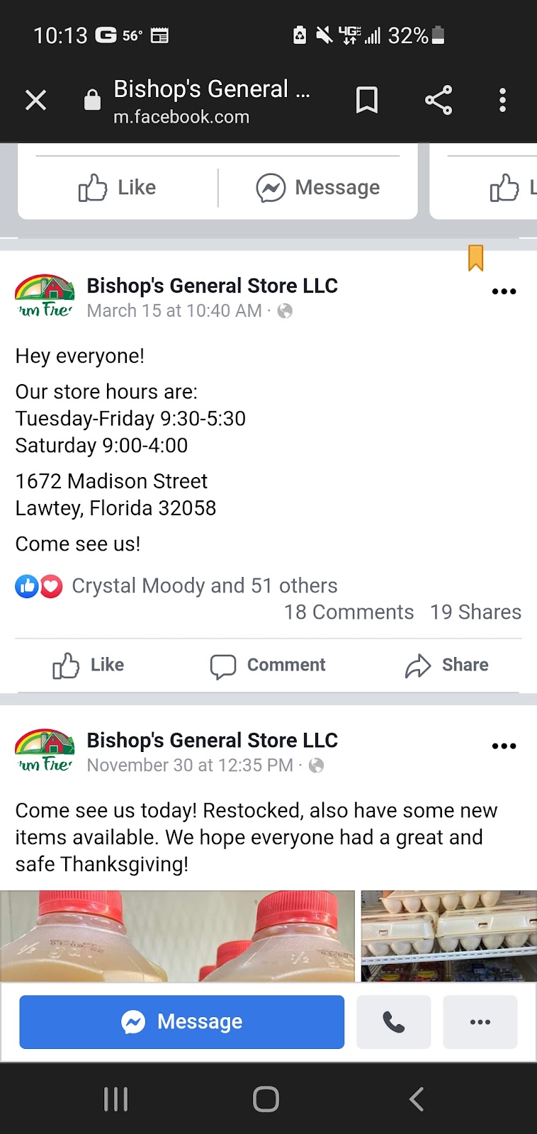 Bishops General Store | 1672 Madison St, Lawtey, FL 32058, USA | Phone: (352) 318-9791