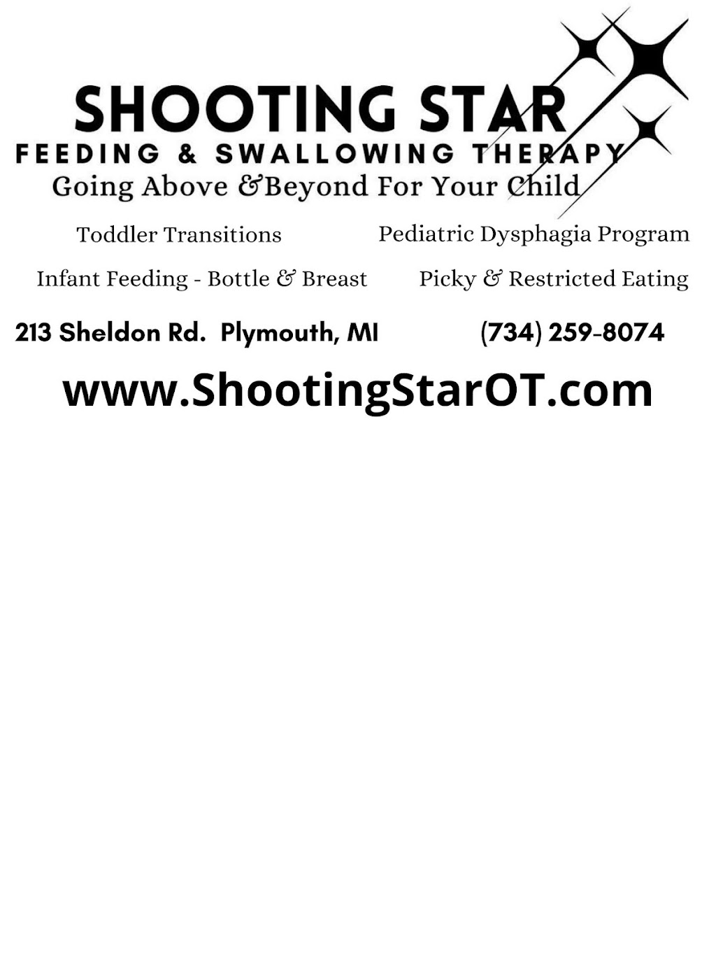 Shooting Star Feeding & Swallowing Therapy | 213 Sheldon Rd, Plymouth, MI 48170 | Phone: (734) 259-8074