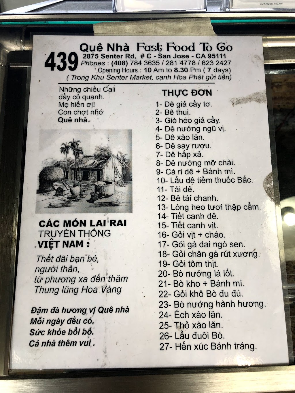 Quê Nhà Fastfood to go | 2875 Senter Rd, San Jose, CA 95111, USA | Phone: (408) 784-3635