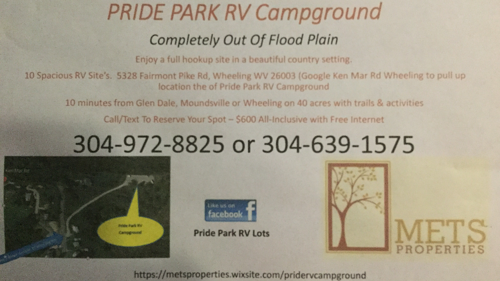Pride Park RV Campground | 5328 Fairmont Pike Rd, Wheeling, WV 26003, USA | Phone: (304) 972-8825