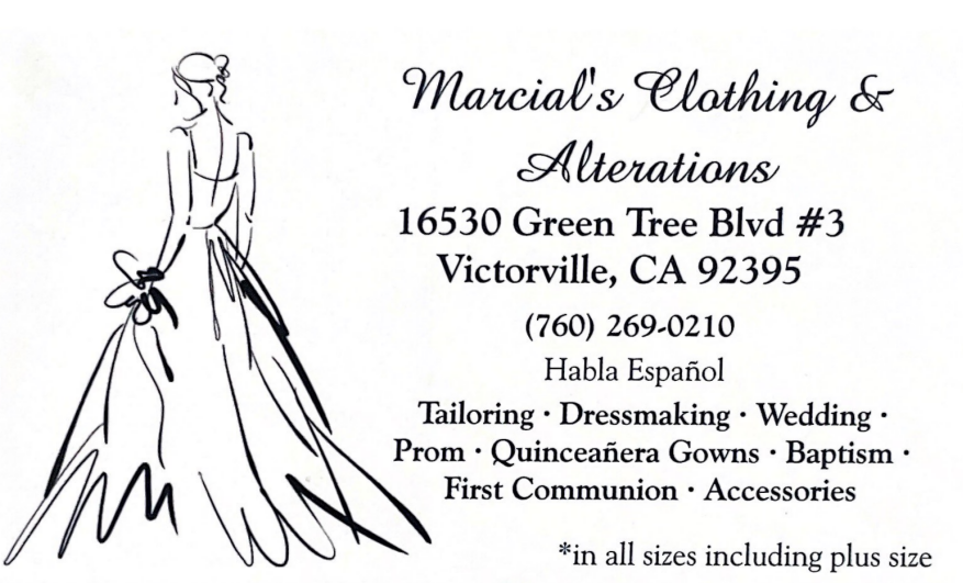 Marcials Clothing & Alterations | 16530 Green Tree Blvd, Victorville, CA 92395, USA | Phone: (760) 269-0210