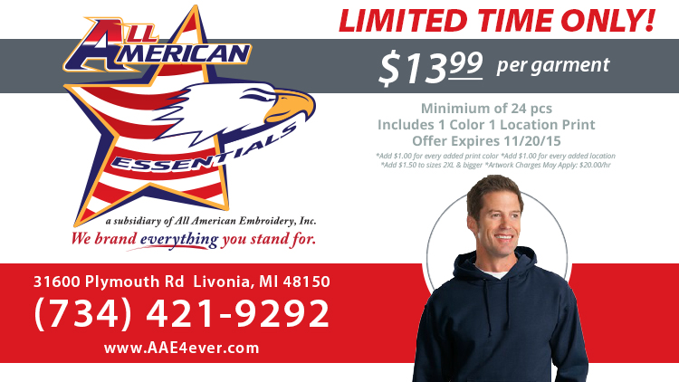 All American Embroidery Inc | 31600 Plymouth Rd, Livonia, MI 48150, USA | Phone: (734) 421-9292