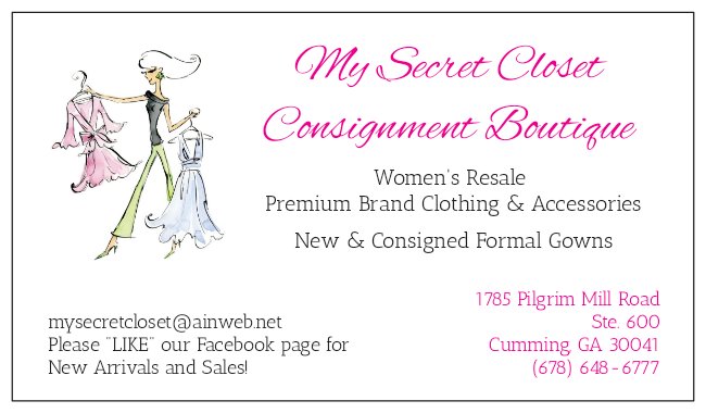 My Secret Closet Consignment Boutique | 1785 Pilgrim Mill Rd, Cumming, GA 30041, USA | Phone: (678) 648-6777