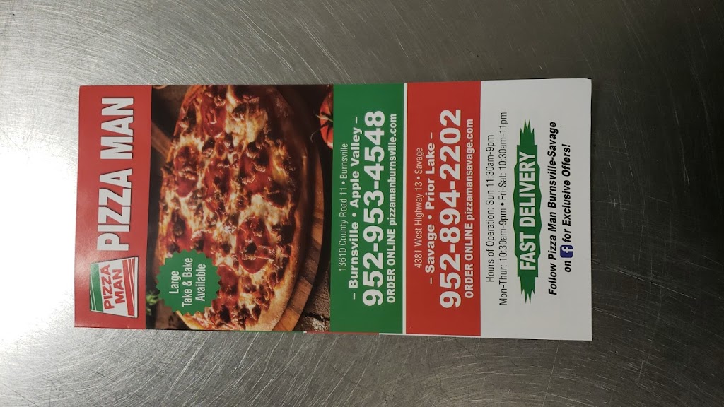 Pizza Man | 13610 Co Rd 11, Burnsville, MN 55337, USA | Phone: (952) 953-4548