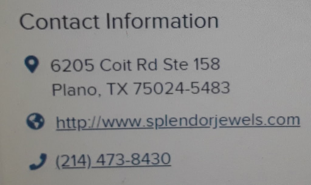 Splendor Jewels Exchange | 6205 Coit Rd, Plano, TX 75024, USA | Phone: (214) 473-8430