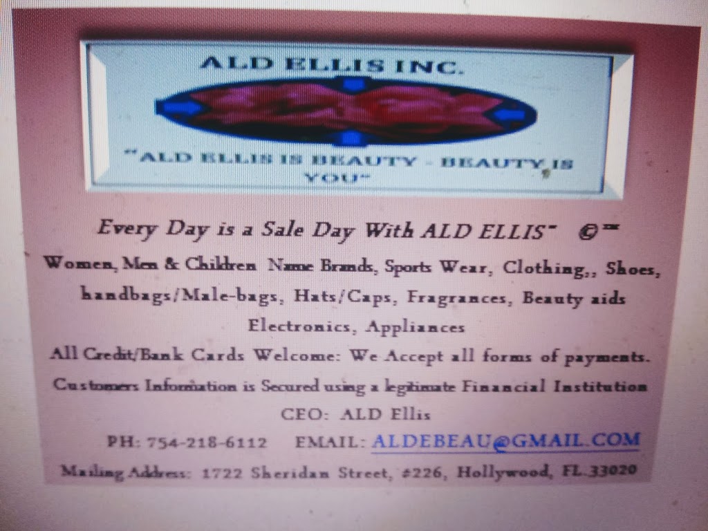 ALD ELLIS Apparel W Accessory Store | C/O 1722, Sheridan St #226, Hollywood, FL 33020, USA | Phone: (754) 218-6112