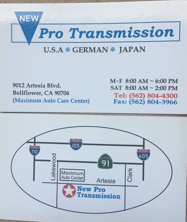 Pro Transmission | 9012 Artesia Blvd # C, Bellflower, CA 90706, USA | Phone: (562) 804-4300