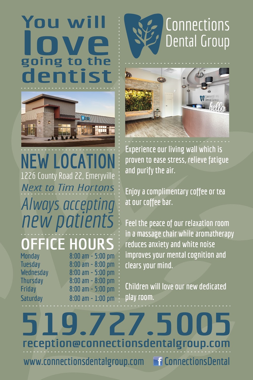 Connections Dental Group | 1226 Essex County Rd 22, Emeryville, ON N0R 1C0, Canada | Phone: (519) 727-5005