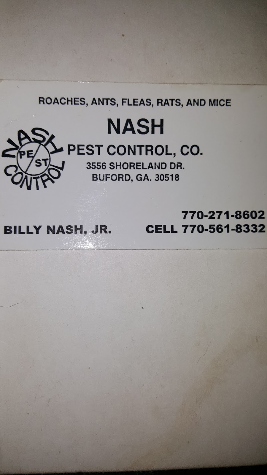 Nash Pest Control Co | 3556 Shoreland Dr, Buford, GA 30518, USA | Phone: (770) 271-8602