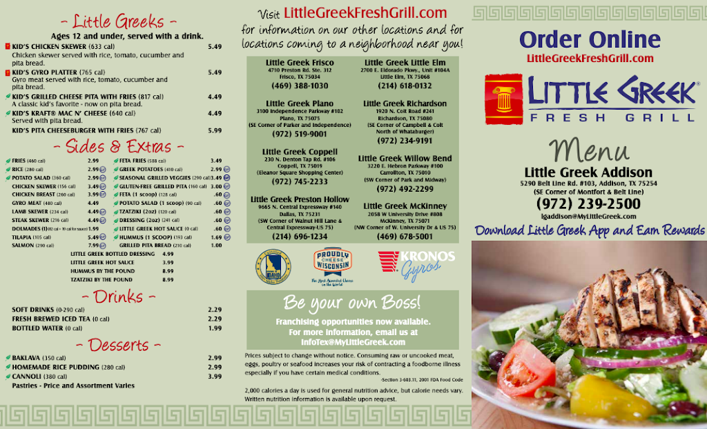 Little Greek Fresh Grill | 5290 Belt Line Rd Ste. 103, Dallas, TX 75254, USA | Phone: (972) 239-2500