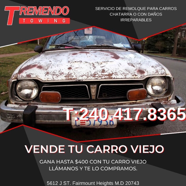 Tremendo Towing | 5612 J St Fairmount heights, 5612 J St, Capitol Heights, MD 20743, USA | Phone: (240) 417-8365