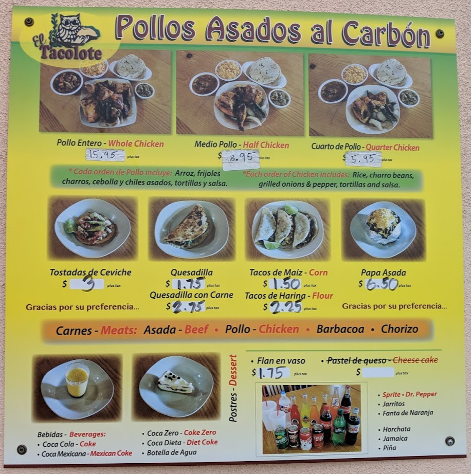 El Tacolote Pollos Asados Al Carbon | 1511 NW 28th St, Fort Worth, TX 76164, USA | Phone: (817) 624-2868