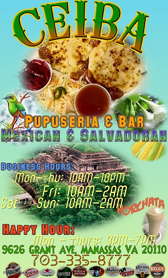 Ceiba Pupuseria & Bar | 9626 Grant Ave, Manassas, VA 20110, USA | Phone: (703) 335-8777