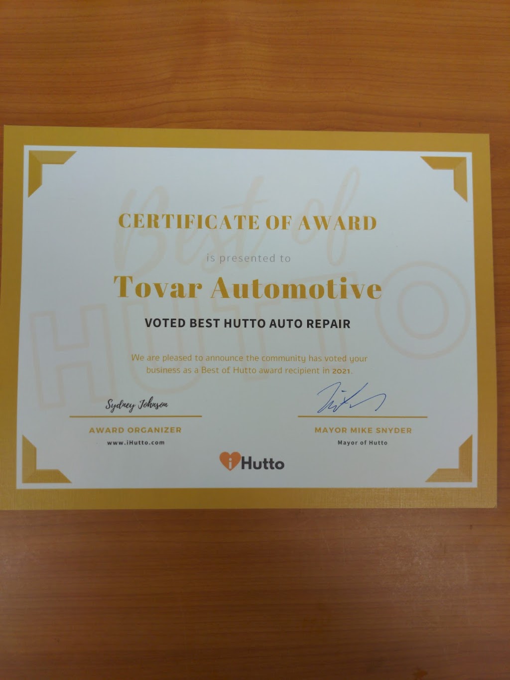 Tovar Automotive | 635 W Front St #300, Hutto, TX 78634, USA | Phone: (512) 846-1104