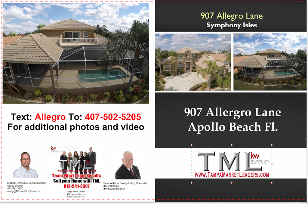 Keller Williams Realty South Shore - Tampa Market Leaders | 109 Harbor Village Lane, Apollo Beach, FL 33572 | Phone: (813) 541-3307