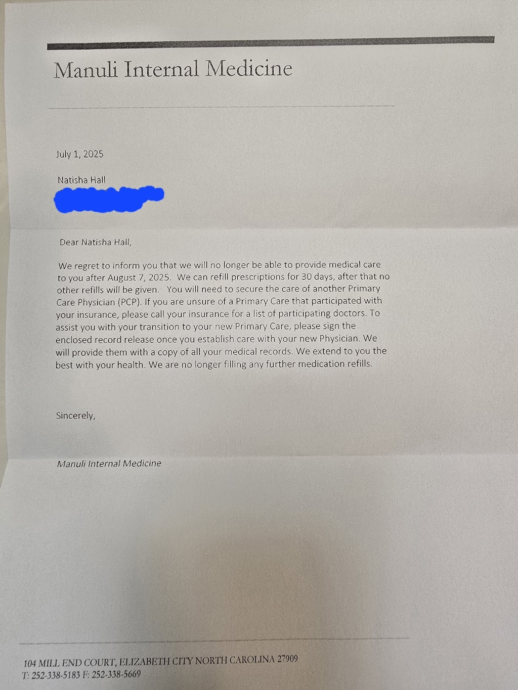 Manuli Internal Medicine: Manuli Steve MD | 104 Mill End Ct, Elizabeth City, NC 27909, USA | Phone: (252) 338-5183