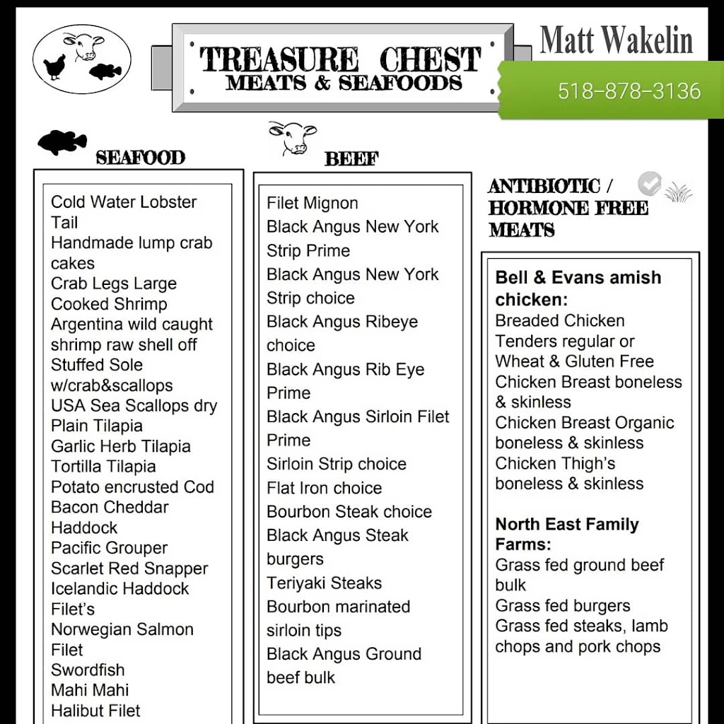 Treasure Chest Meats & Seafood’s | 5 Southside Drive #11-113, Clifton Park, NY 12065, USA | Phone: (518) 878-3136