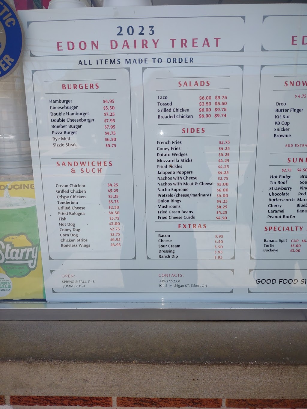 Edon Dairy Treat | 104 S Michigan St, Edon, OH 43518, USA | Phone: (419) 272-2331