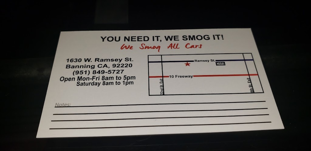 California Star Smog | 1630 W Ramsey St, Banning, CA 92220, USA | Phone: (951) 849-5727