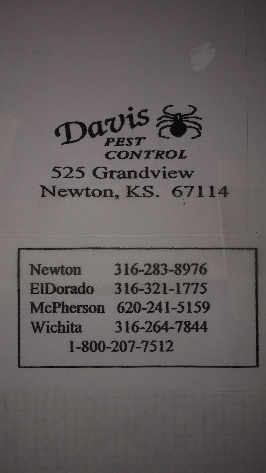 Davis Pest Control | 525 Grandview Ave, Newton, KS 67114, USA | Phone: (316) 264-7844