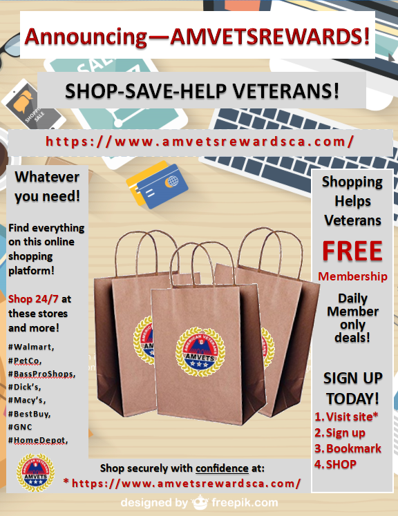 AMVETSREWARDSCA.org | 12345 S Euclid St #3338, Garden Grove, CA 92840 | Phone: (714) 761-5811