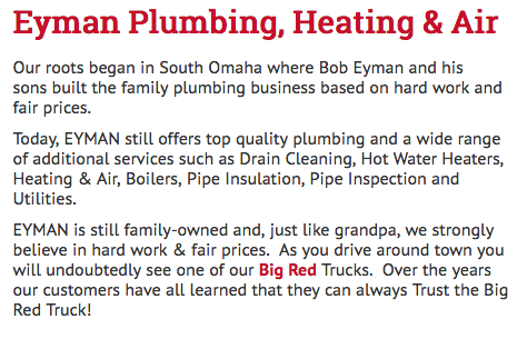 Eyman Plumbing Heating & Air | 8506 S 117th St, La Vista, NE 68128, USA | Phone: (402) 731-2727