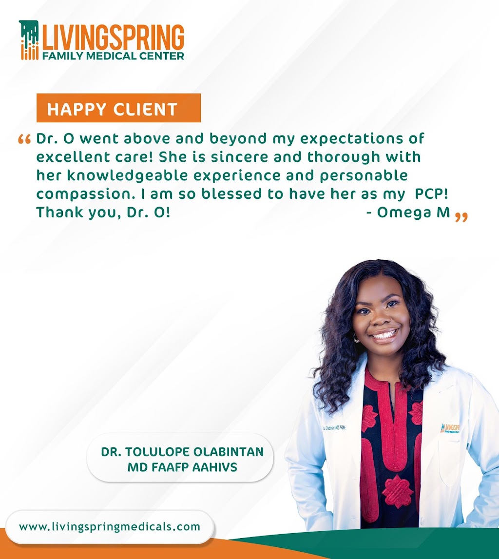 Livingspring Family Medical Center: Tolulope Olabintan, MD, FAAFP, AAHIVS | 3807 E Broad St Ste 101, Mansfield, TX 76063, USA | Phone: (817) 717-9597