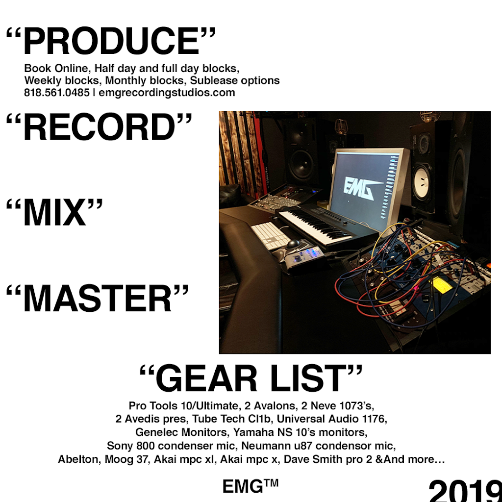 EMG Recording Studios | 2711 W Ave 34, Los Angeles, CA 90065, USA | Phone: (818) 561-0485