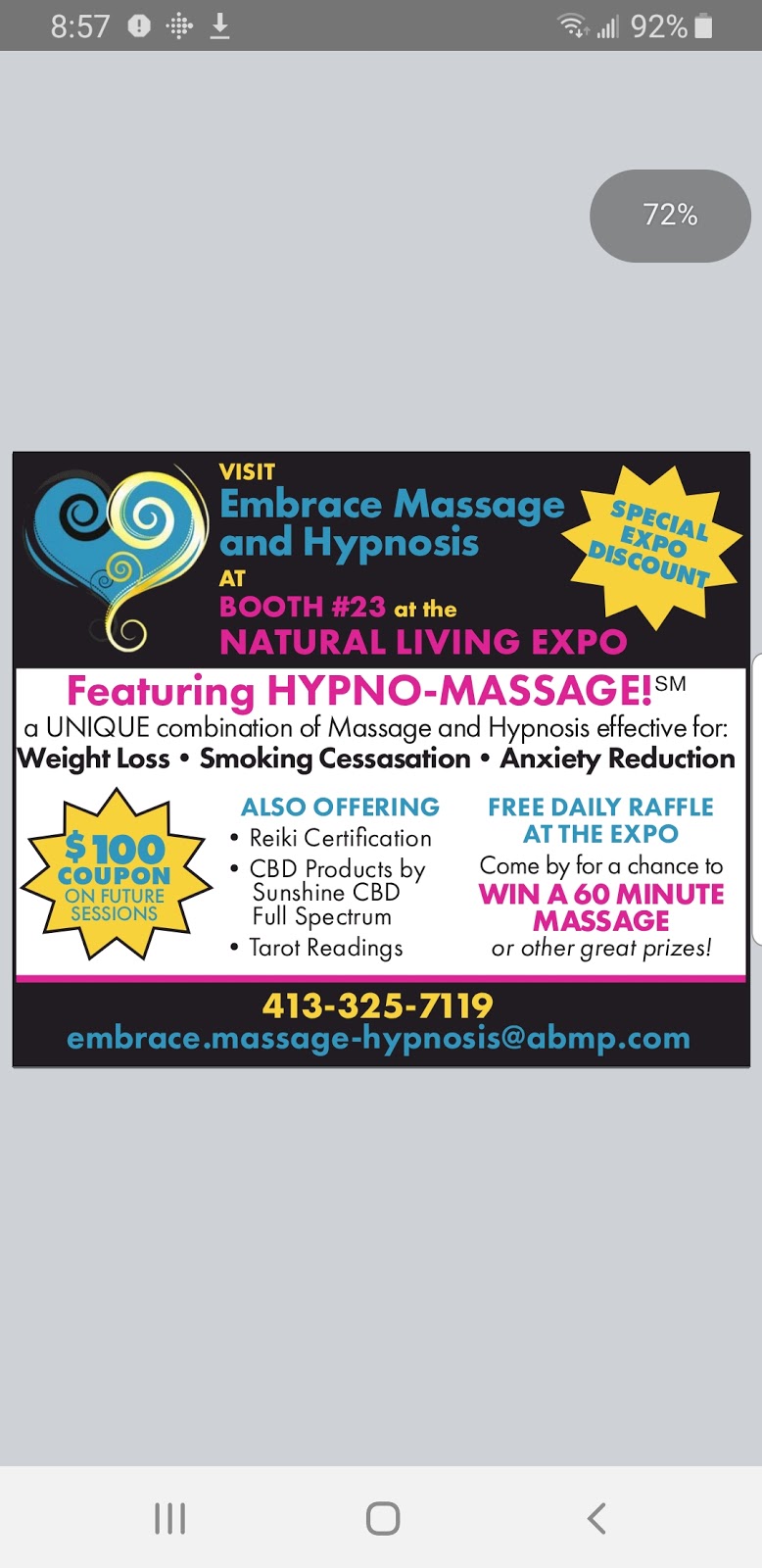 Embrace Massage and Hypnosis/Hypno-Massage | 188 Whiting St #6a, Hingham, MA 02043, USA | Phone: (781) 985-4205