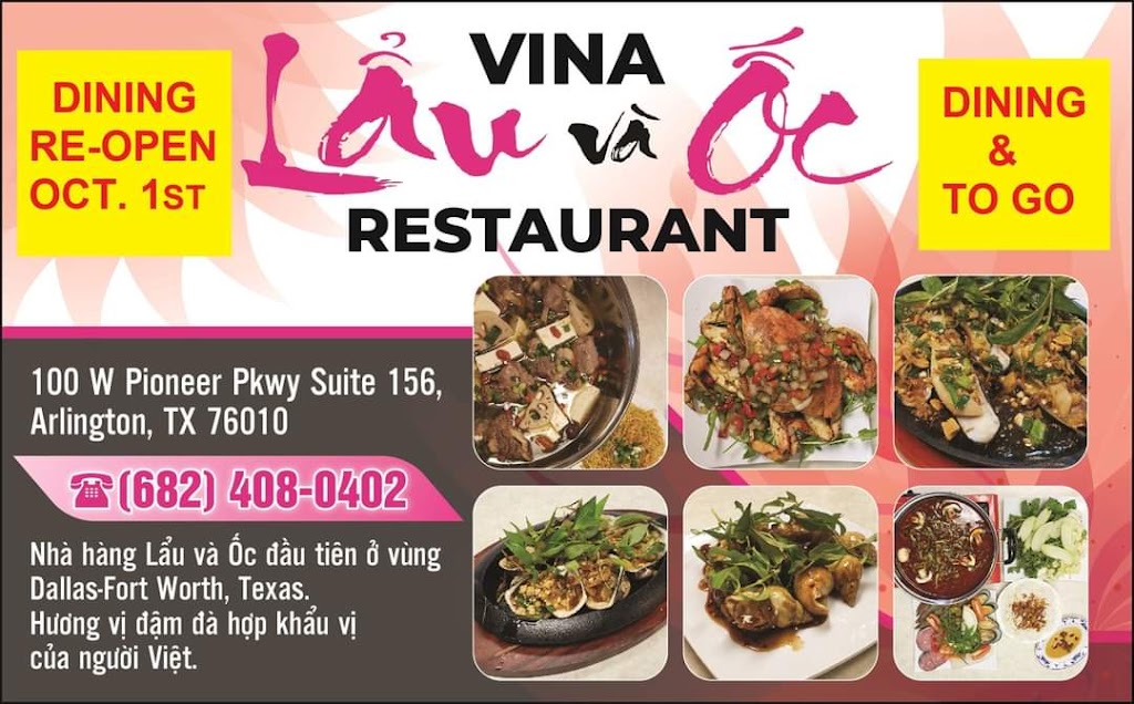 Vina Lẩu & Ốc Restaurant | 100 W Pioneer Pkwy # 156, Arlington, TX 76010, USA | Phone: (682) 408-0402