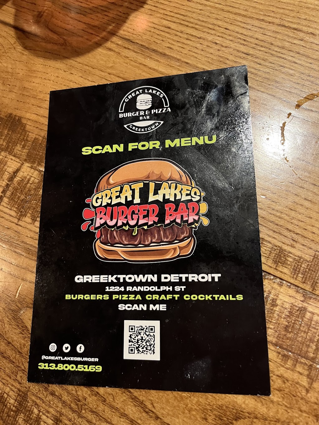 Great Lakes Burger & Pizza Bar | 1224 Randolph Street, Detroit, MI 48226, USA | Phone: (313) 800-5169