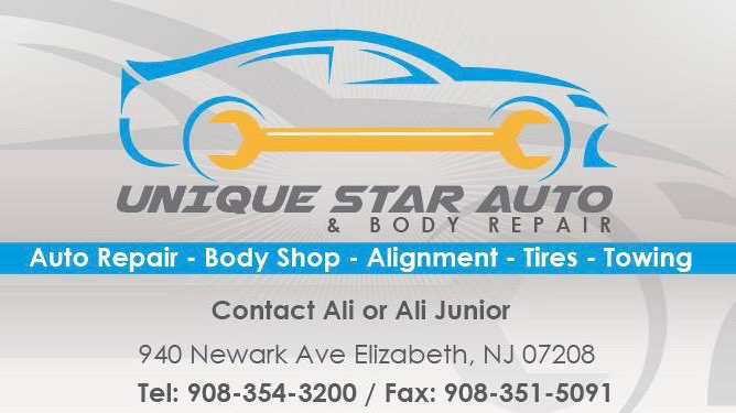 Unique Star Auto Repair & Body Shop (Behind Dunkin Donuts Only) | 940 Newark Ave, Elizabeth, NJ 07208, USA | Phone: (908) 354-3200