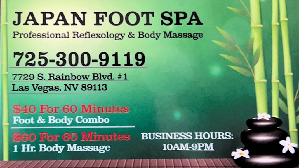 Japan Spa( professional reflexology & body massage) | 7729 S Rainbow Blvd, Las Vegas, NV 89113, USA | Phone: (725) 300-9119