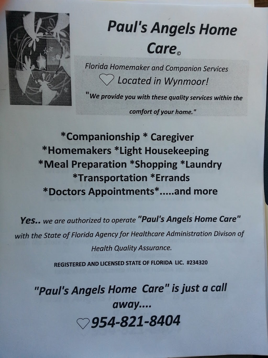 Pauls Angels Home Care | 3201 Portofino Point APT M2, Coconut Creek, FL 33066, USA | Phone: (954) 821-8404