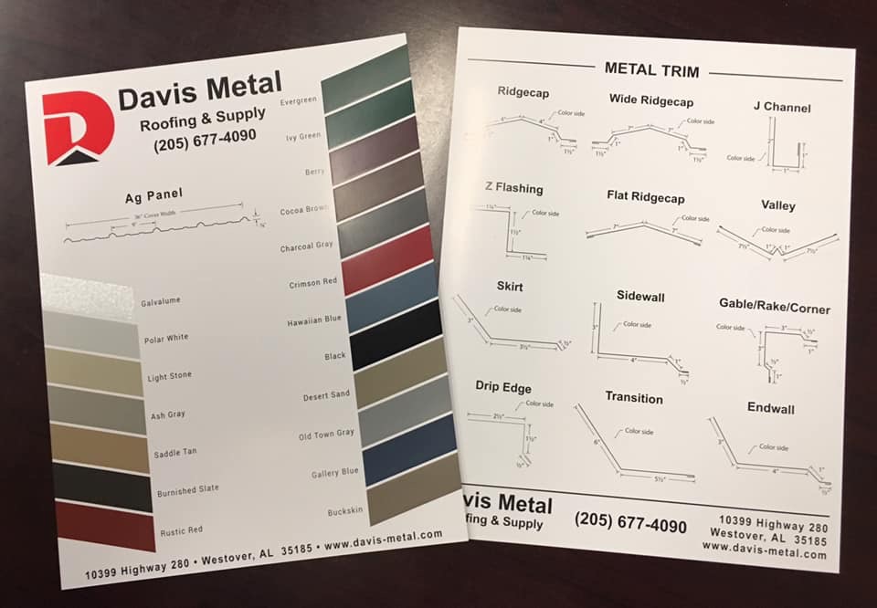 Davis Metal Roofing & Supply | 45 Woodland Rd, Harpersville, AL 35078, USA | Phone: (205) 677-4090