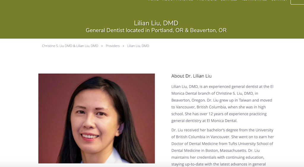 Lilian Liu, DMD | N Tomahawk Island Dr #105, Portland, OR 97217, USA | Phone: (503) 289-1215