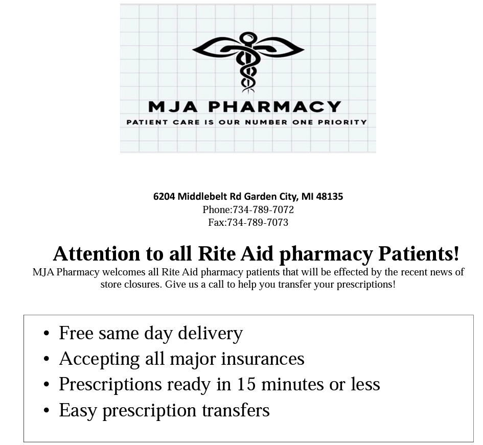 MJA Pharmacy | 6204 Middlebelt Rd, Garden City, MI 48135, USA | Phone: (734) 789-7072