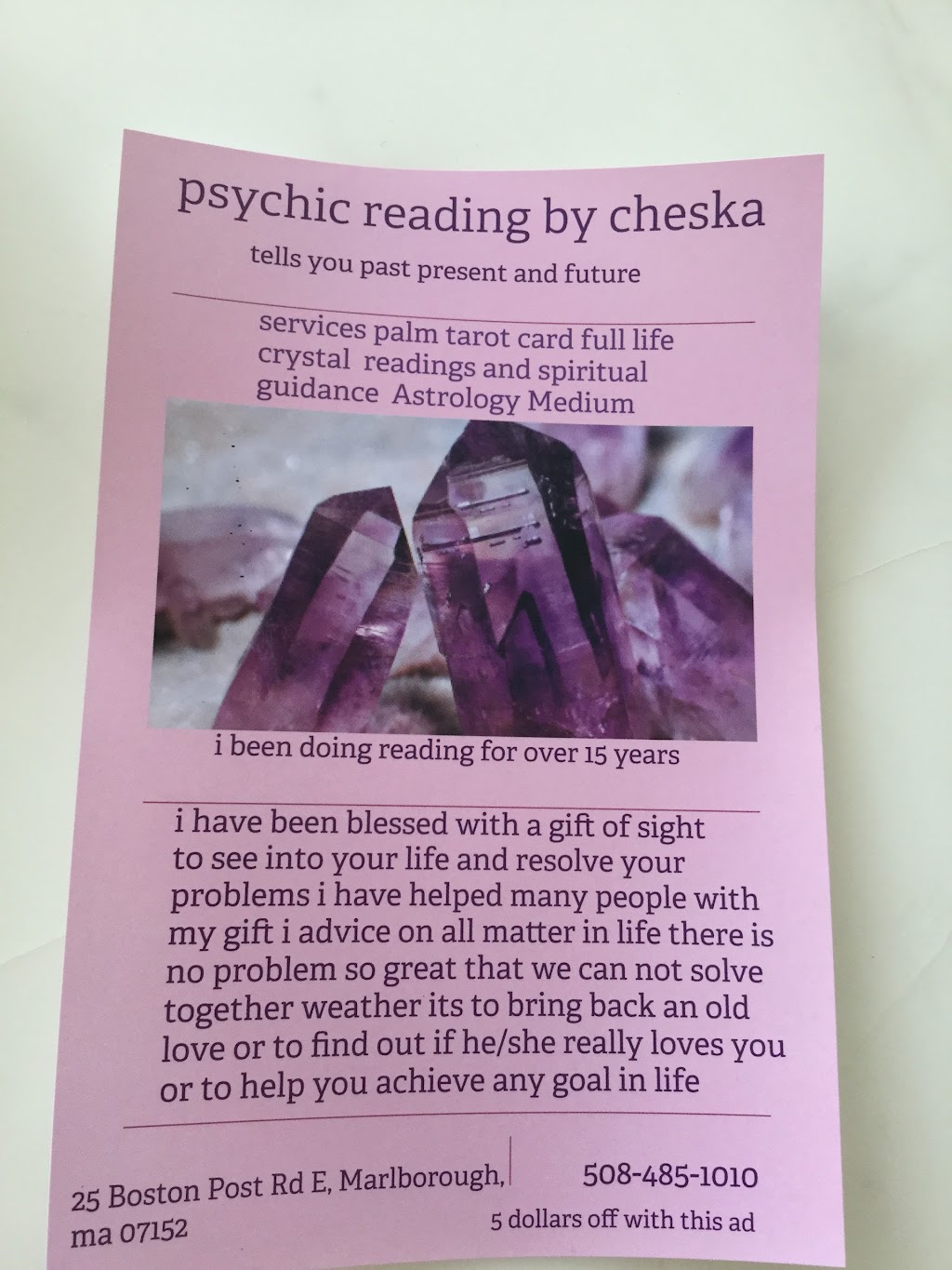 Psychic readings by Cheska | 25 Boston Post Rd E, Marlborough, MA 01752, USA | Phone: (508) 485-1010