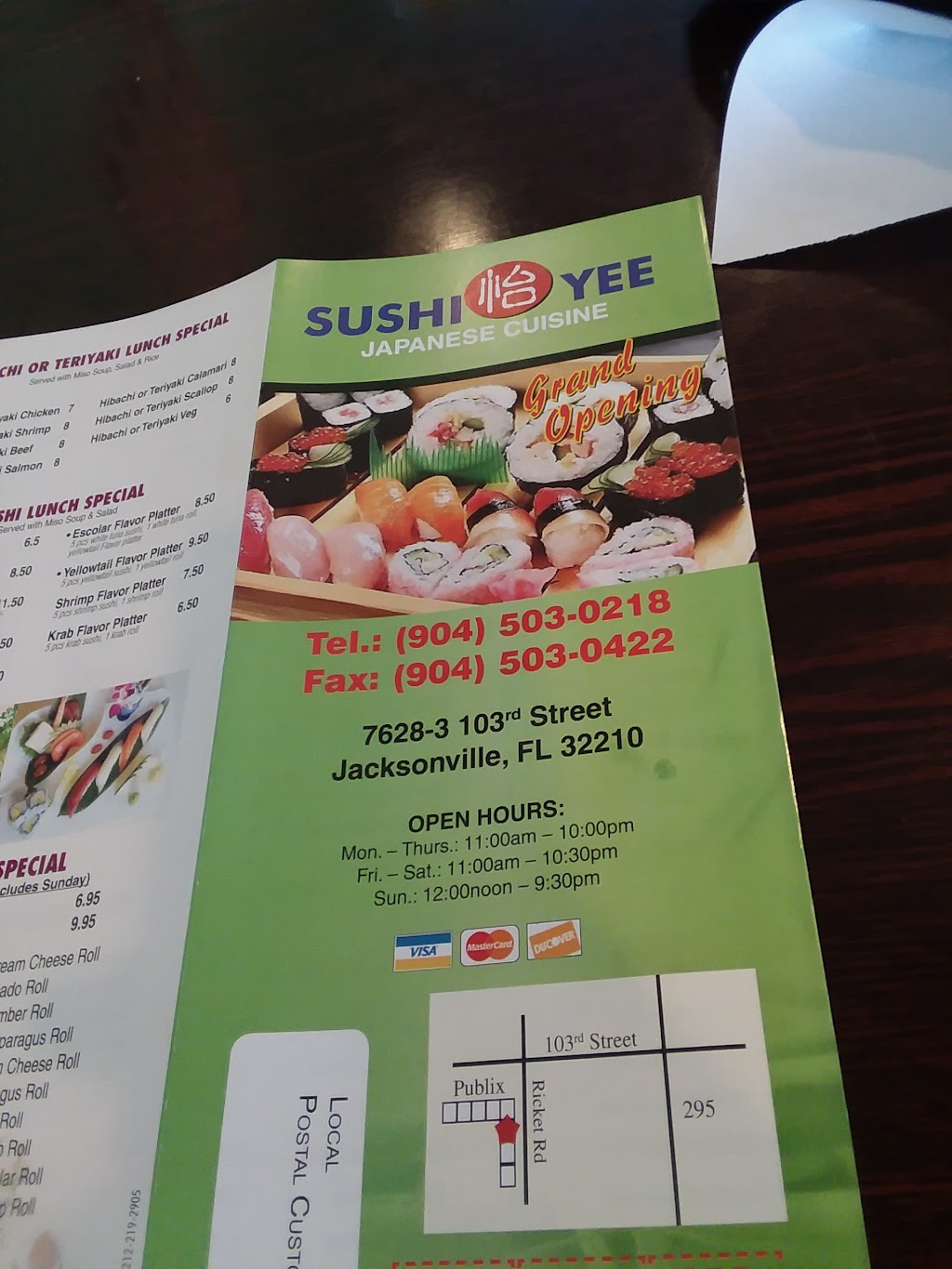 Sushi Yee | 7628 103rd St #3, Jacksonville, FL 32210, USA | Phone: (904) 503-0218