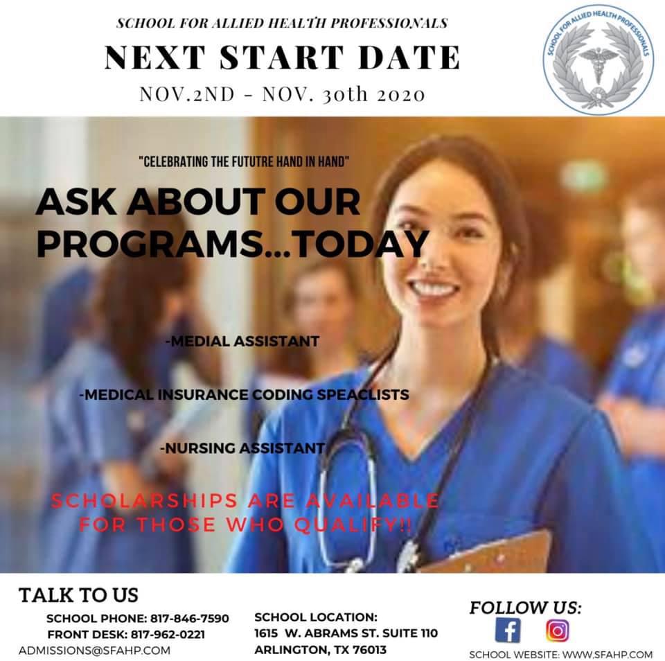 School For Allied Health Professionals | 1615 W Abram St Ste 110, Arlington, TX 76013, USA | Phone: (817) 846-7590