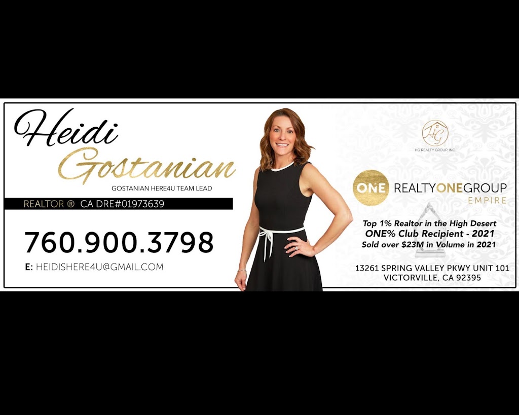 Heidi Gostanian, REALTOR | Realty One Group Empire | 13261 Spring Valley Pkwy #101, Victorville, CA 92395, USA | Phone: (760) 900-3798