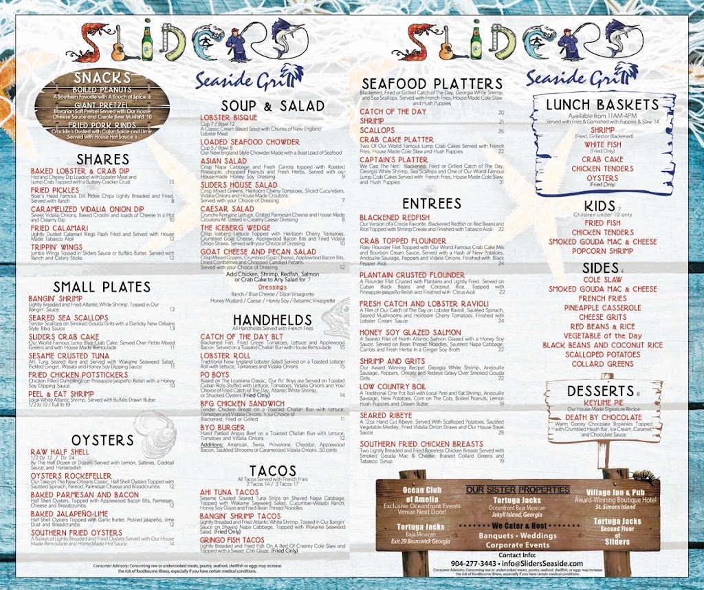 Sliders Seaside Grill | 1998 S Fletcher Ave, Fernandina Beach, FL 32034, USA | Phone: (904) 277-6652