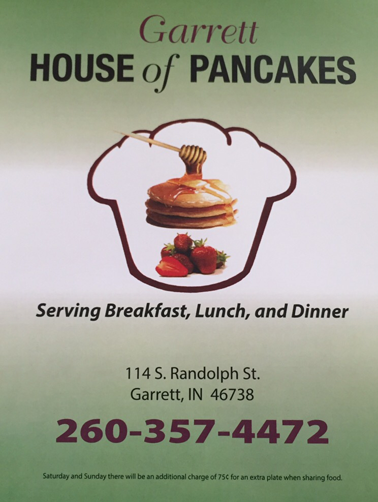 Garrett House Of Pancakes | 114 S Randolph St, Garrett, IN 46738 | Phone: (260) 357-5553