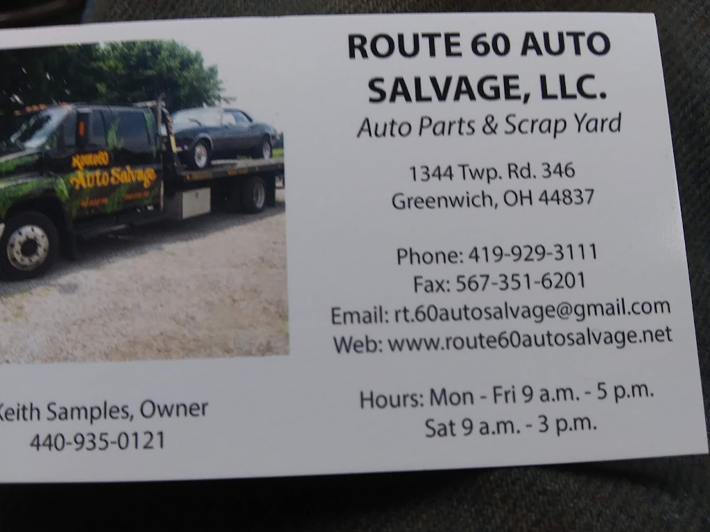 Route 60 Auto Salvage | 1344 Township Hwy 346, Greenwich, OH 44837, USA | Phone: (419) 929-3111