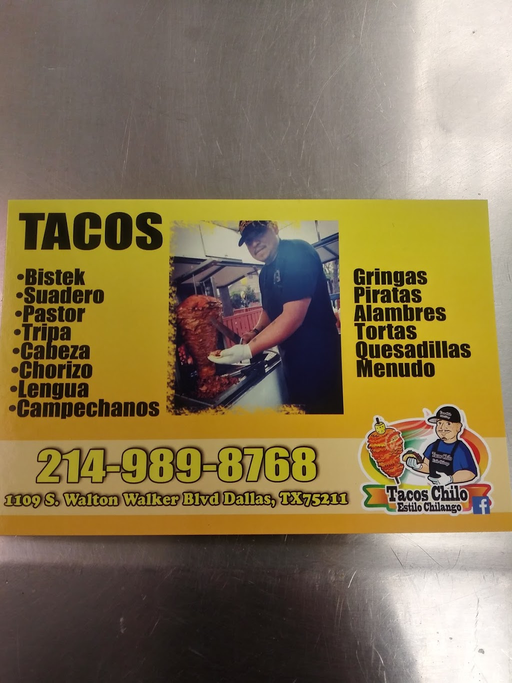 Tacos Chilo estilo Chilango | 1109 S Walton Walker Blvd, Dallas, TX 75211, USA | Phone: (972) 685-6505