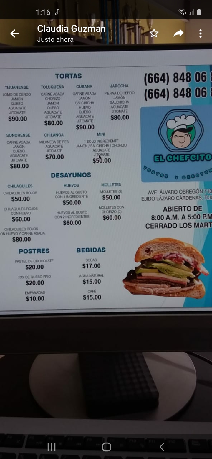 Tortas y Desayunos el Chefcito | Álvaro Obregón 113A, Ejido Lazaro Cardenas, 22720 La Joya, B.C., Mexico | Phone: 664 848 0681