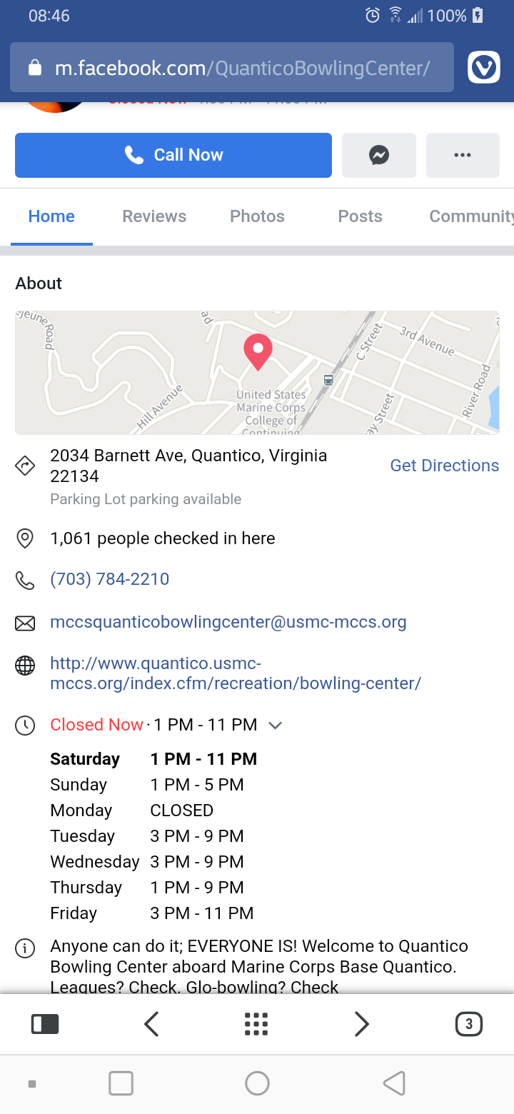 Quantico Bowling Center | Little Hall, 2034 Barnett Ave, Quantico, VA 22134, USA | Phone: (703) 784-2210